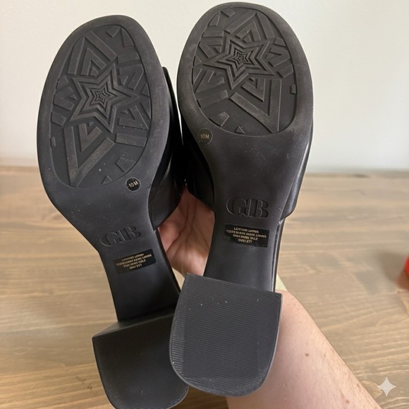 Gianni Bini Womens 10M Black Leather Sweet Dreams Peep Toe Slip On Platform Heel - Picture 9 of 9